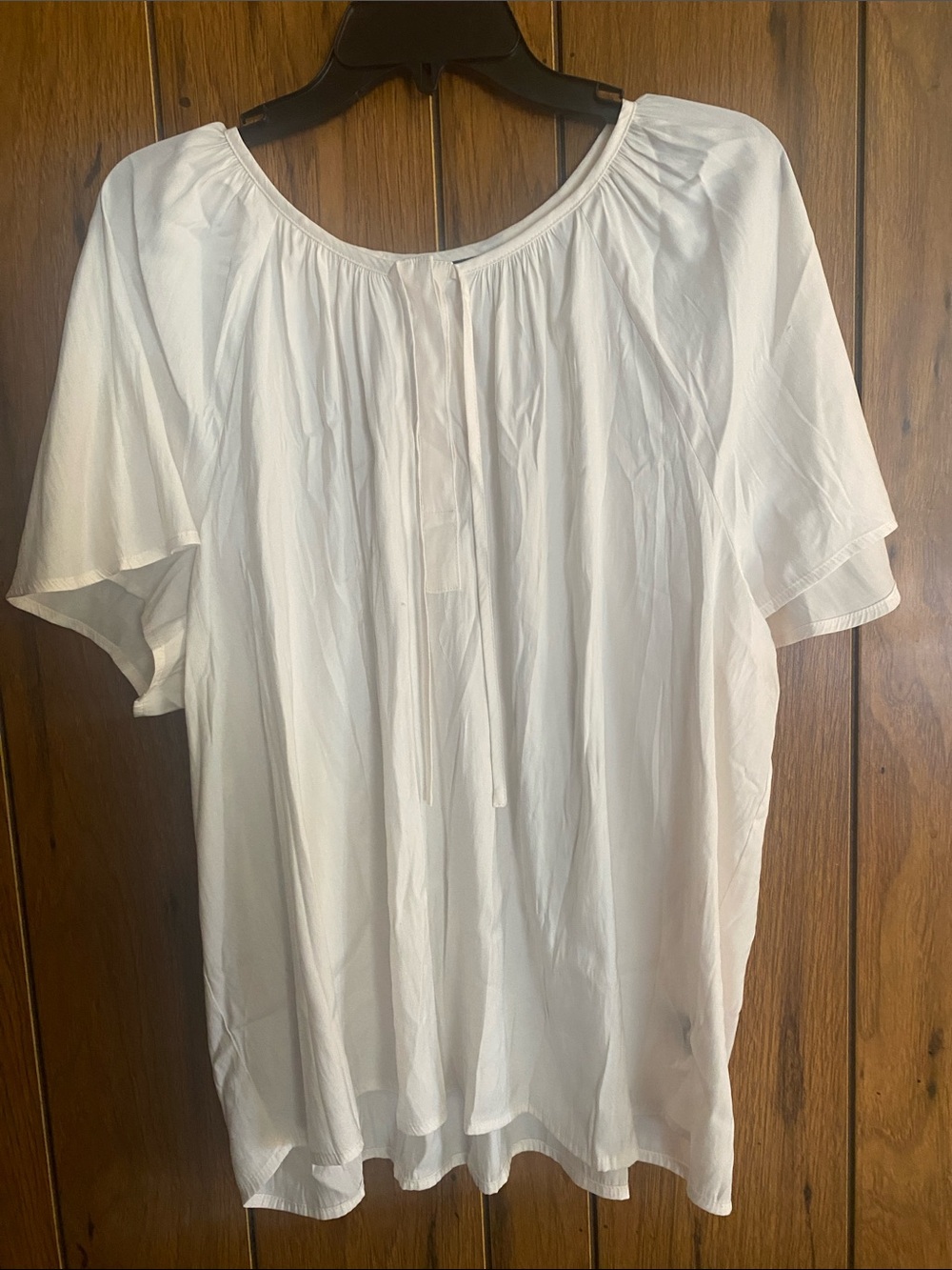 Simply Vera Vera Wang White Peasant-Style Tie Neck Blouse